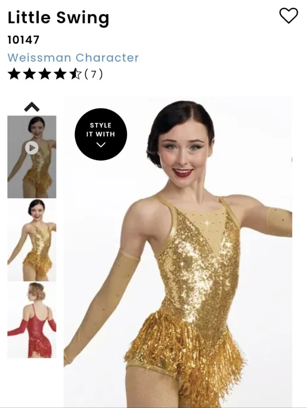 Weissman Character Little Swing Dance Costume
